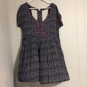 Free people sunrise boho dress navy/maroon large